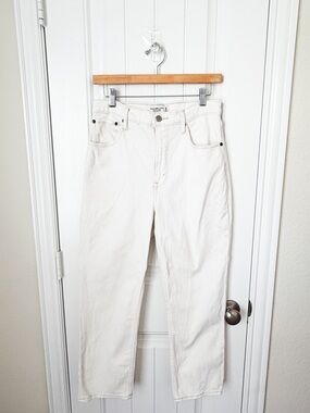 Abercrombie & Fitch The Ankle Straight Ultra High Rise White Denim Jeans Size 30